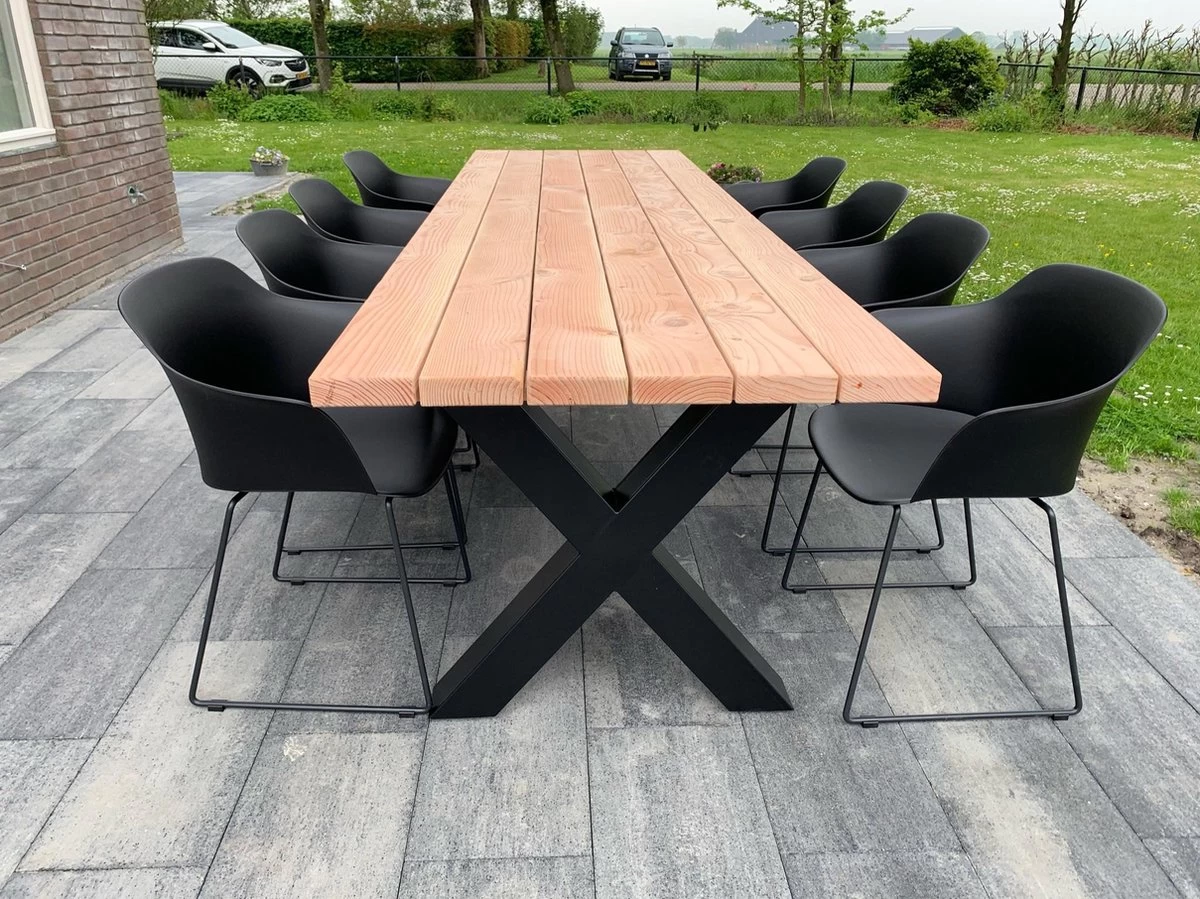 Tuintafel Douglas 300 Cm X 90 Cm | Stalen Poten | 8-10 Personen | DuuMaa 3 Tuintafel Douglas 300 Cm X 90 Cm | Stalen Poten | 8-10 Personen | DuuMaa