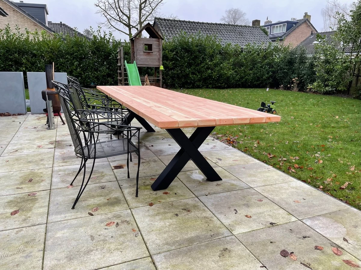 Tuintafel Douglas 300 Cm X 90 Cm | Stalen Poten | 8-10 Personen | DuuMaa 4 Tuintafel Douglas 300 Cm X 90 Cm | Stalen Poten | 8-10 Personen | DuuMaa - Afbeelding 2