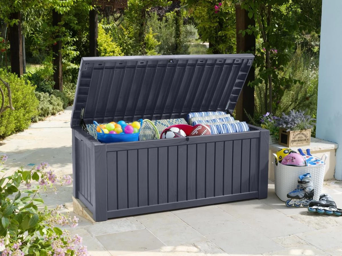 Keter Rockwood Opbergbox - 570L - 155x72,4x64,4cm - Grafiet 10 Keter Rockwood Opbergbox - 570L - 155x72,4x64,4cm - Grafiet - Afbeelding 8
