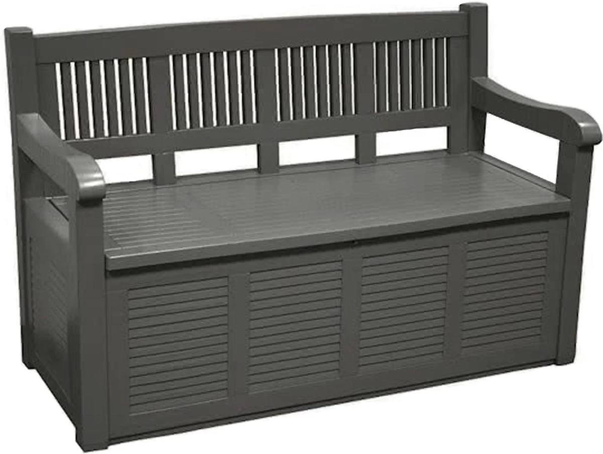 Merkloos Opbergbank Van Kunststof | 130 X 60 Cm | Antraciet 4 Merkloos Opbergbank Van Kunststof | 130 X 60 Cm | Antraciet - Afbeelding 2