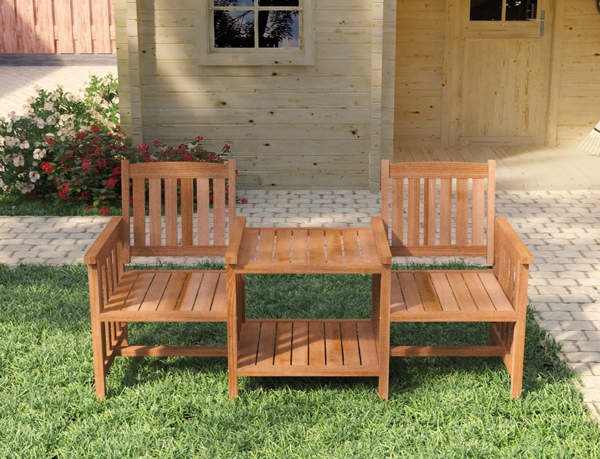 Tuindeco - Tete-a-Tete Houten Tuinbank - Loveseat Van Mahonie Hardhout 4 Tuindeco - Tete-a-Tete Houten Tuinbank - Loveseat Van Mahonie Hardhout - Afbeelding 2