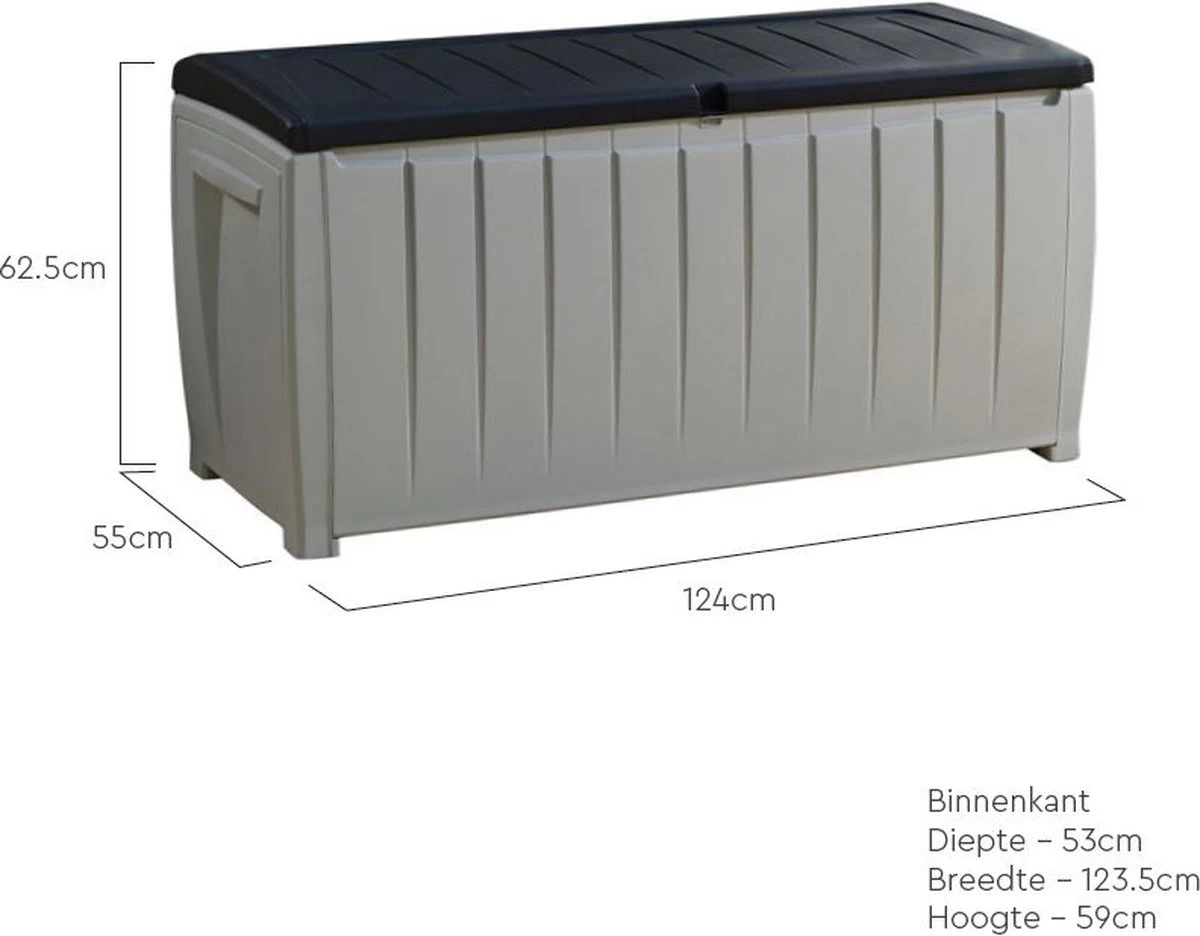 Keter Novel Opbergbox - 340L - 124x55x62.5cm - Grijs 4 Keter Novel Opbergbox - 340L - 124x55x62.5cm - Grijs - Afbeelding 2