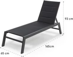 Blumfeldt Renazzo Lounge Ligstoel - Ligbed Voor De Tuin - Aluminium Tuinstoel - 6 Standen - Waterafstotend - Bekleding Van 70 % Pvc En 30 % Polyetheen - Zwart -Tuinverzorgings Winkel 1200x940