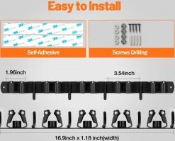 BOTC Bezemhouder - 5 Houders 6 Haken - Gereedschapshouder - Zeflklevend - Bezem Ophangsysteem - Ophanghaken - Tuingereedschap -Tuinverzorgings Winkel 1200x966 2