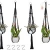 4 Stuks Zwarte Macrame Plantenhangers - Boho Handgeweven Katoen Hangpot Voor Binnen/Buiten - Hangende Bloempot Met Kralen - Macramé Touw/Koord Hangplant Houder - Bohemian Wandhanger Decoratie - Plant Hanger - Verticale Tuin Bloempothouder Planthanger -Tuinverzorgings Winkel 1200x975 6