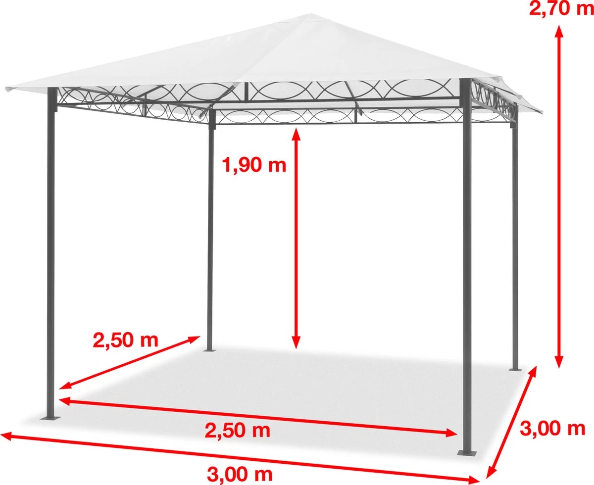 Tuinpaviljoen 3x3 M Waterdicht Paviljoen Met 4 Zijwanden Tuintent Ca. 180 G/m² Dakzeil In Crème Partytent 6 Tuinpaviljoen 3x3 M Waterdicht Paviljoen Met 4 Zijwanden Tuintent Ca. 180 G/m² Dakzeil In Crème Partytent - Afbeelding 4