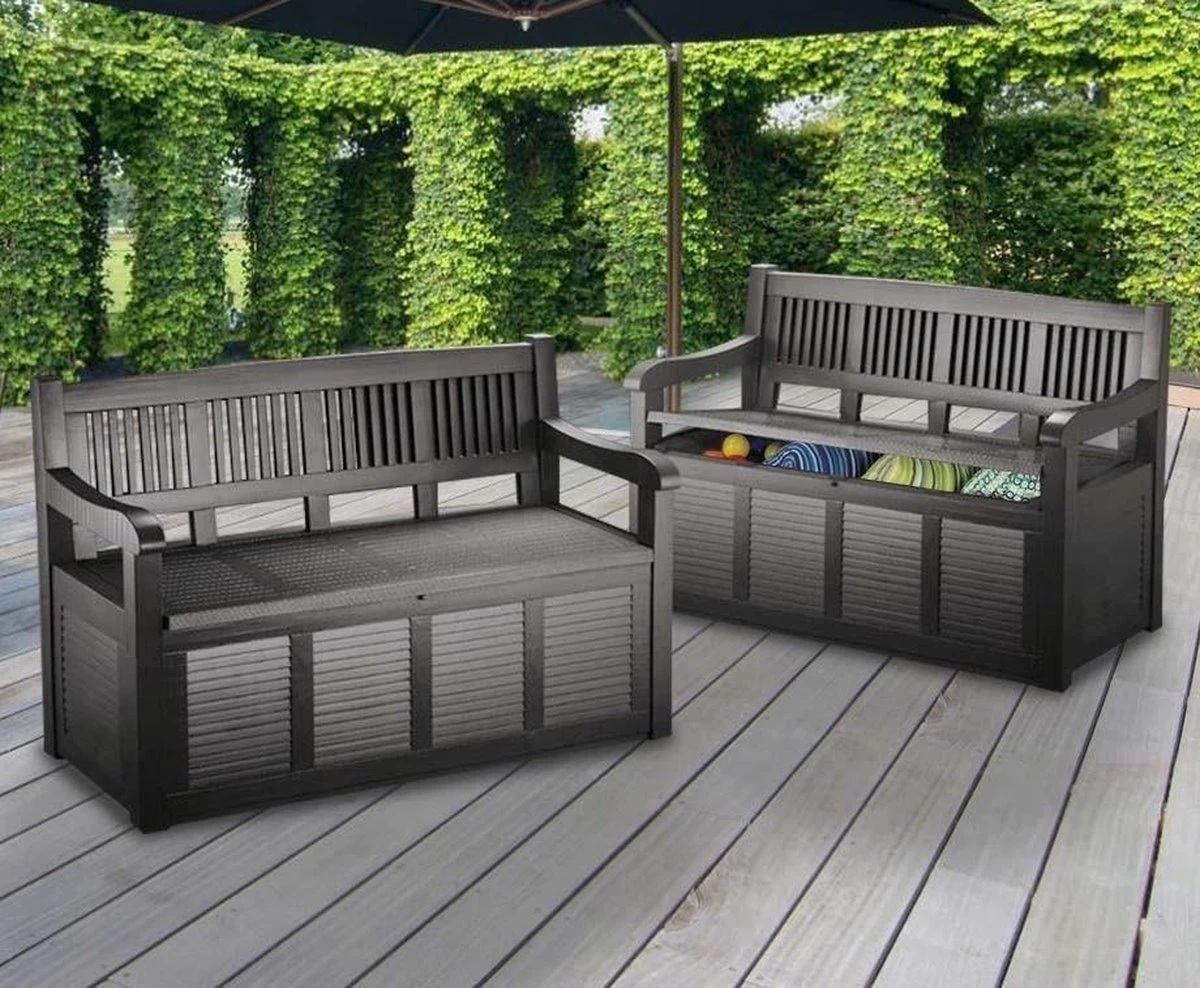 Merkloos Opbergbank Van Kunststof | 130 X 60 Cm | Antraciet 7 Merkloos Opbergbank Van Kunststof | 130 X 60 Cm | Antraciet - Afbeelding 5