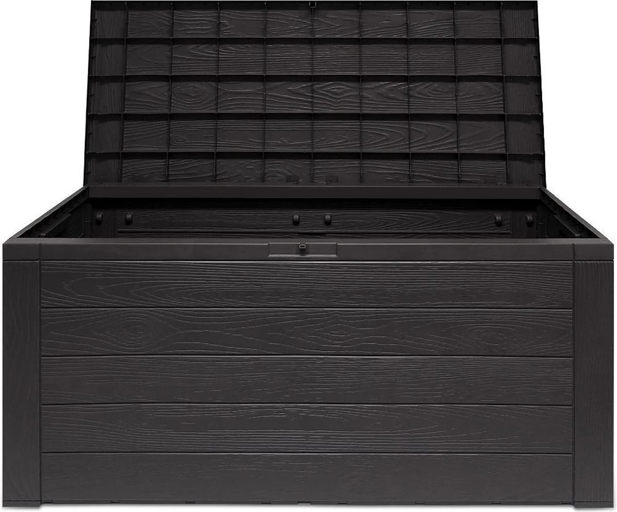 Merkloos Woody Tuin Opbergbox - 324 Liter 45x120x60 Cm - Tuinkussenbox - Antraciet/bruin 9 Merkloos Woody Tuin Opbergbox - 324 Liter 45x120x60 Cm - Tuinkussenbox - Antraciet/bruin - Afbeelding 7