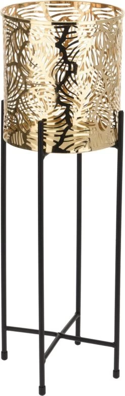 Set Van 2x Stuks Plantenpotten Goud Op Metalen Standaard 35 Cm En 45 Cm Hoogte -Tuinverzorgings Winkel 379x1200