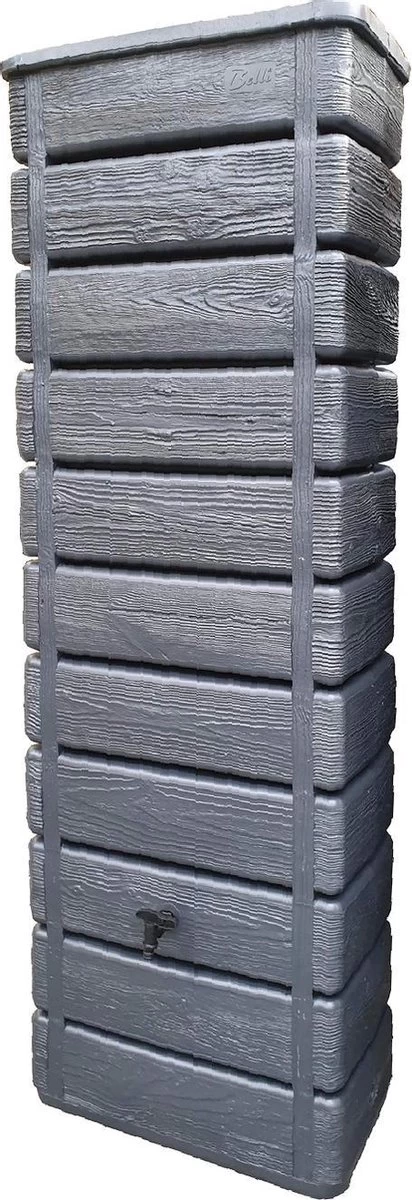 Regenton Muurtank, Grandval 300L, Antraciet Kunststof, Imitatiehout, Met Gootaansluitset Inbegrepen 3 Regenton Muurtank, Grandval 300L, Antraciet Kunststof, Imitatiehout, Met Gootaansluitset Inbegrepen
