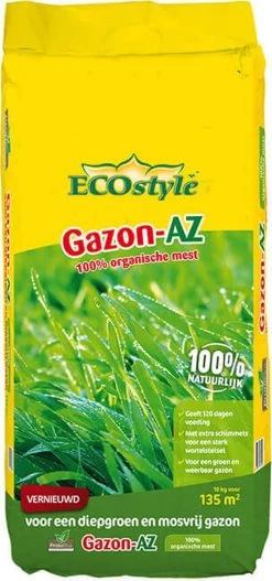 ECOstyle Gazon AZ Organische Gazonmest – Voor Diepgroen En Sterk Gazon – Geeft Tot 120 Dagen Voeding – Werkt Tegen Mos - 265 M² - 20 KG -Tuinverzorgings Winkel 562x1200 1