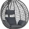 Bircim Hangstoel Ei/Egg-Vorm Met Dikke Kussens - Voor Binnen En Buiten - Incl. Standaard, Onderstel & Kussens - Antraciet