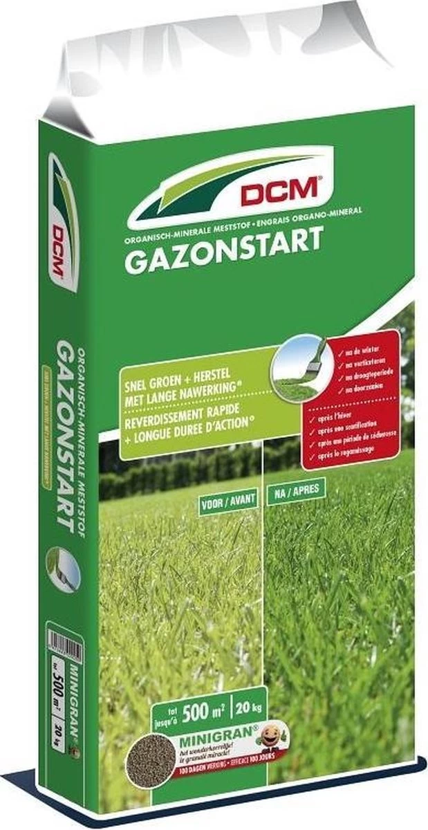 DCM Gazonstart - Gazonmest - Herstelt En Geeft Diepgroene Kleur - Gazonmeststof Met MINIGRAN® Technology - 500m2 - 20 Kg 3 DCM Gazonstart - Gazonmest - Herstelt En Geeft Diepgroene Kleur - Gazonmeststof Met MINIGRAN® Technology - 500m2 - 20 Kg