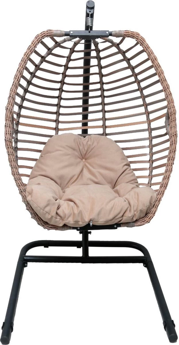 Pochon Home - Egg Hangstoel Met Standaard - Ergonomisch - Capuccino - Incl. Kussen - Egg Chair Binnen En Buiten 3 Pochon Home - Egg Hangstoel Met Standaard - Ergonomisch - Capuccino - Incl. Kussen - Egg Chair Binnen En Buiten