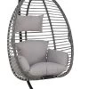 Pro Garden Lowander Hangstoel Egg 191x126x126- Schommelstoel Met Rattan Cocoon En Robuust Stalen Standaard Incl. Kussens - Volledig Inklapbaar - Lichtgrijs -Tuinverzorgings Winkel 667x1200