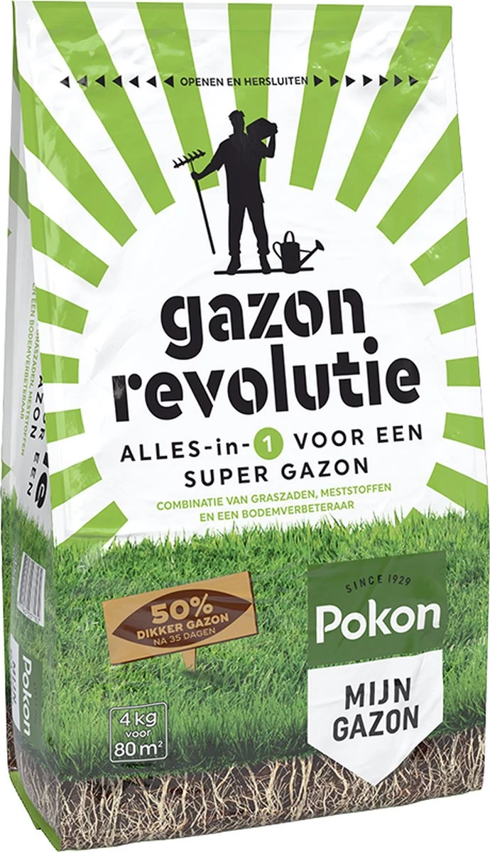 Pokon Gazon Revolutie - 4kg - Gazonmest / Graszaad / Bodemverbeteraar - Geschikt Voor 80m² - Binnen 15 Dagen Resultaat 3 Pokon Gazon Revolutie - 4kg - Gazonmest / Graszaad / Bodemverbeteraar - Geschikt Voor 80m² - Binnen 15 Dagen Resultaat