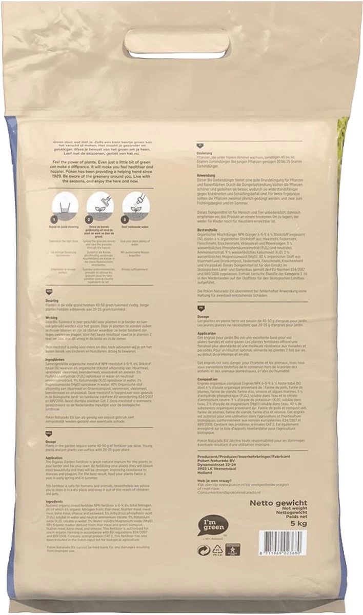 Pokon Bio Tuinmest - 5kg - Meststof (universeel) - 120 Dagen Voeding 8 Pokon Bio Tuinmest - 5kg - Meststof (universeel) - 120 Dagen Voeding - Afbeelding 6