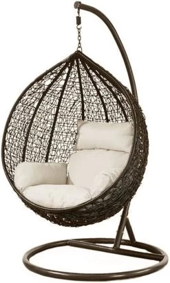 Hangstoel - Ei Stoel - Met Frame - Bruin-beige - Tot 125 Kg