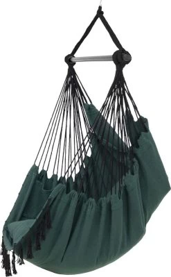 Vita5 XXL Hangstoel | Binnen&Buiten Hangnest | Incl. 2 Kussens En Boekenvak | Volwassenen&Kinderen | Hangmatstoel Tot 225kg | Donkergroen -Tuinverzorgings Winkel 742x1200