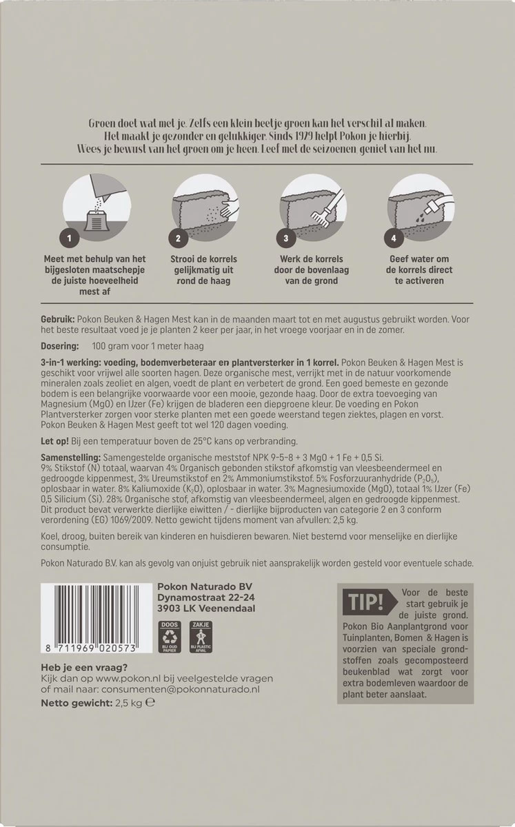 Pokon Beuken & Hagen Mest - 2,5kg - Meststof - 3-in-1 Werking 10 Pokon Beuken & Hagen Mest - 2,5kg - Meststof - 3-in-1 Werking - Afbeelding 8