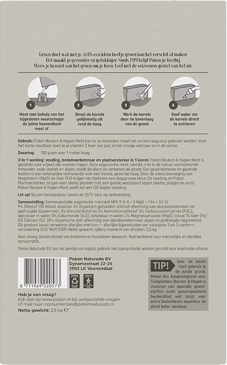 Pokon Beuken & Hagen Mest - 2,5kg - Meststof - 3-in-1 Werking 9 Pokon Beuken & Hagen Mest - 2,5kg - Meststof - 3-in-1 Werking - Afbeelding 7