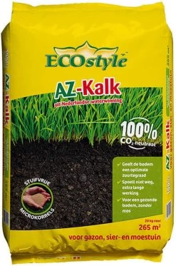 ECOstyle AZ Kalk Micro Korrel – Voor Gazon, Sier- En Moestuin - Corrigeert Zuurgraad Direct En Langdurig - Werkt Tegen Mos - CO2-Neutraal – 30 M² - 2 KG -Tuinverzorgings Winkel 794x1200 2