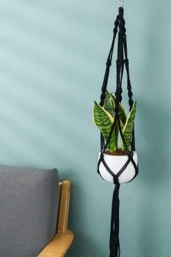 4 Stuks Zwarte Macrame Plantenhangers - Boho Handgeweven Katoen Hangpot Voor Binnen/Buiten - Hangende Bloempot Met Kralen - Macramé Touw/Koord Hangplant Houder - Bohemian Wandhanger Decoratie - Plant Hanger - Verticale Tuin Bloempothouder Planthanger -Tuinverzorgings Winkel 800x1200 126