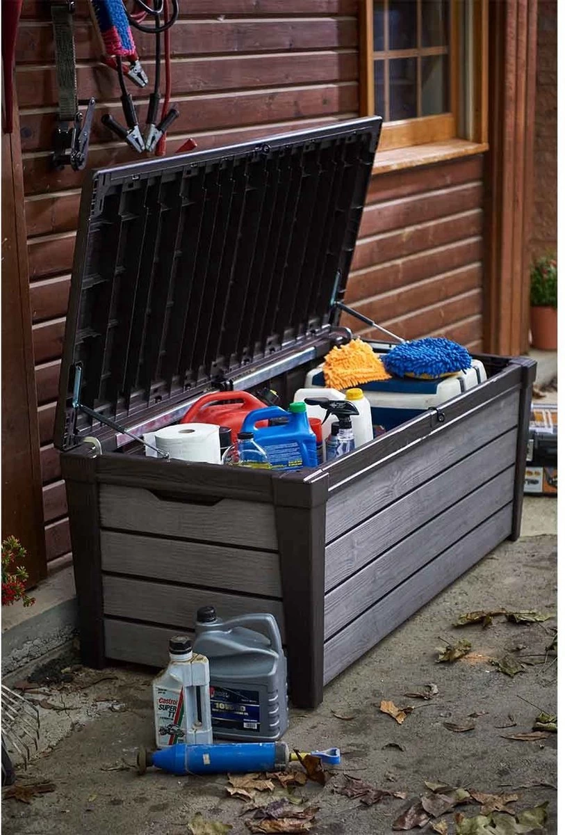 Keter Brushwood Opbergbox - Kussenbox - 455L - 145x69,7x60,3cm - Grafiet 8 Keter Brushwood Opbergbox - Kussenbox - 455L - 145x69,7x60,3cm - Grafiet - Afbeelding 6