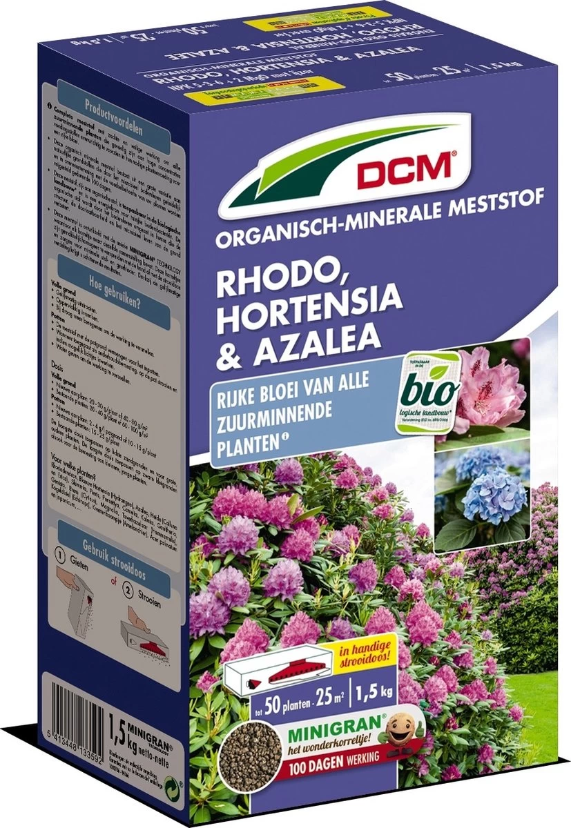 DCM Meststof Rododendrons/ Hortensia's/ Azalea's (1,5KG) 3 DCM Meststof Rododendrons/ Hortensia's/ Azalea's (1,5KG)