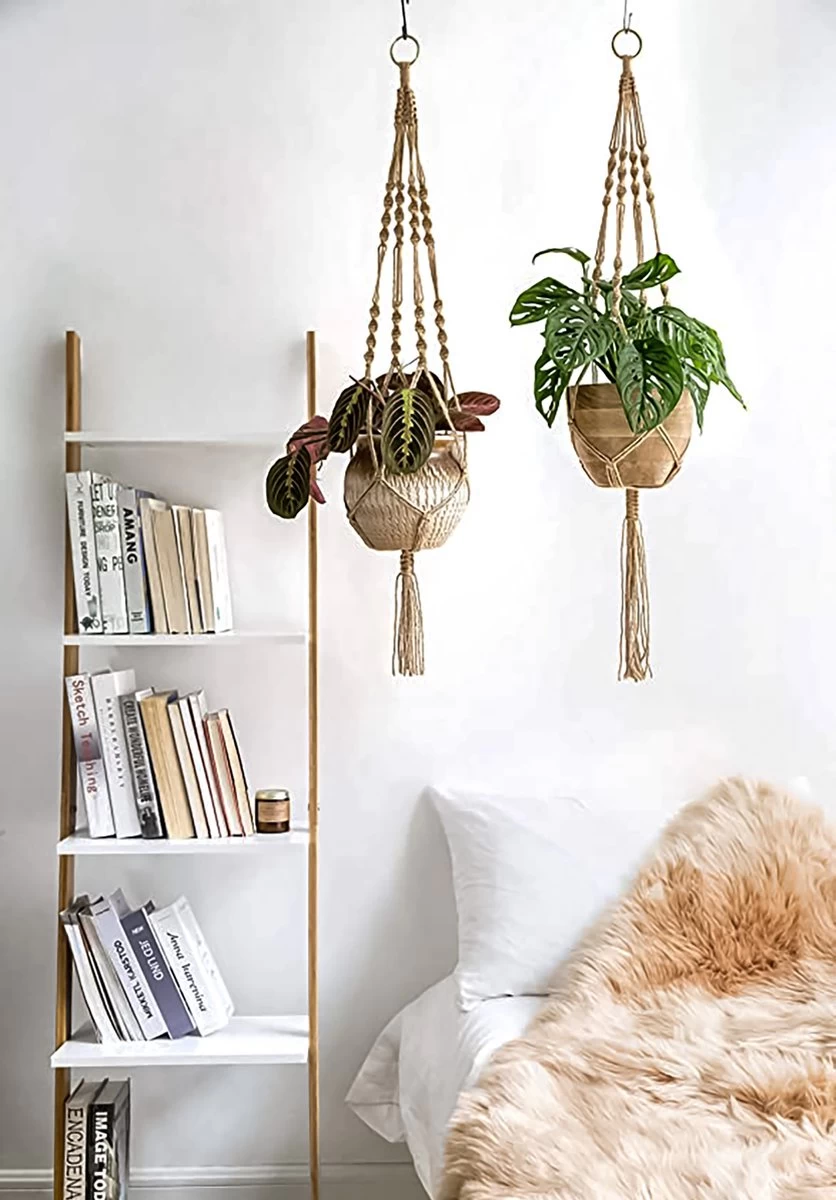 4 Stuks Luxe Jute Plantenhangers - Boho Handgeweven Katoen Hangpot Voor Binnen/Buiten - Hangende Bloempot Met Kralen - Macramé Touw/Koord Hangplant Houder - Bohemian Wandhanger Decoratie - Plant Hanger - Verticale Tuin Bloempothouder Planthanger 8 4 Stuks Luxe Jute Plantenhangers - Boho Handgeweven Katoen Hangpot Voor Binnen/Buiten - Hangende Bloempot Met Kralen - Macramé Touw/Koord Hangplant Houder - Bohemian Wandhanger Decoratie - Plant Hanger - Verticale Tuin Bloempothouder Planthanger - Afbeelding 6