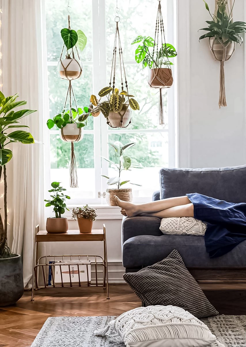 4 Stuks Luxe Jute Plantenhangers - Boho Handgeweven Katoen Hangpot Voor Binnen/Buiten - Hangende Bloempot Met Kralen - Macramé Touw/Koord Hangplant Houder - Bohemian Wandhanger Decoratie - Plant Hanger - Verticale Tuin Bloempothouder Planthanger 5 4 Stuks Luxe Jute Plantenhangers - Boho Handgeweven Katoen Hangpot Voor Binnen/Buiten - Hangende Bloempot Met Kralen - Macramé Touw/Koord Hangplant Houder - Bohemian Wandhanger Decoratie - Plant Hanger - Verticale Tuin Bloempothouder Planthanger - Afbeelding 3