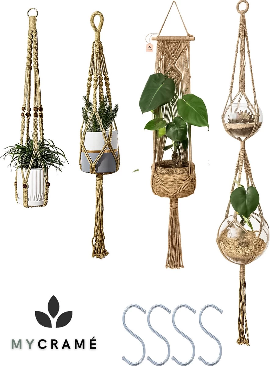 4 Stuks Luxe Jute Plantenhangers - Boho Handgeweven Katoen Hangpot Voor Binnen/Buiten - Hangende Bloempot Met Kralen - Macramé Touw/Koord Hangplant Houder - Bohemian Wandhanger Decoratie - Plant Hanger - Verticale Tuin Bloempothouder Planthanger 3 4 Stuks Luxe Jute Plantenhangers - Boho Handgeweven Katoen Hangpot Voor Binnen/Buiten - Hangende Bloempot Met Kralen - Macramé Touw/Koord Hangplant Houder - Bohemian Wandhanger Decoratie - Plant Hanger - Verticale Tuin Bloempothouder Planthanger