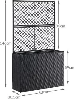 Casaria Polyrattan Plantenbak - Met Klimoprek - 3 Bakken Zwart -Tuinverzorgings Winkel 898x1200 1