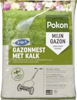 Pokon Gazonmest Met Kalk - 5kg - Mest - Geschikt Voor 75m² - 120 Dagen Voeding