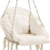 Hangstoel, Hangschommel, Hangstoel Met Een Dik Kussen, Tot 120 Kg Belastbaar, Voor Tuin, Balkon, Woonkamer, Terras, Scandinavische Stijl, Modern, Beige HMDC042M01 -Tuinverzorgings Winkel 933x1200