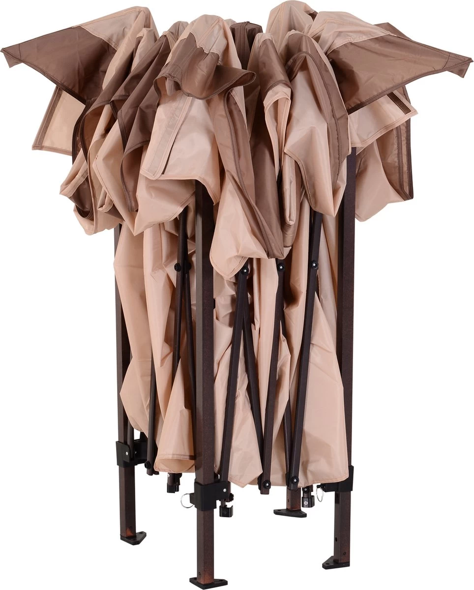 Outsunny Paviljoen Met Zijwanden Partytent Tuintent Popup 3,25 X 3,25 M Khaki 840-166 4 Outsunny Paviljoen Met Zijwanden Partytent Tuintent Popup 3,25 X 3,25 M Khaki 840-166 - Afbeelding 2