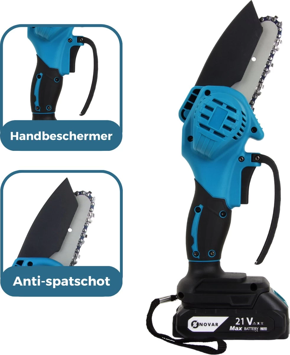 NovarGarden® Mini Kettingzaag NG1 - Met 2x Accu - Takkenzaag - Snoeizaag - Electrisch - Handzaag - Boomzaag - 21V 14 NovarGarden® Mini Kettingzaag NG1 - Met 2x Accu - Takkenzaag - Snoeizaag - Electrisch - Handzaag - Boomzaag - 21V - Afbeelding 12